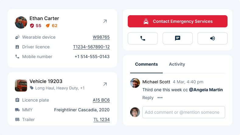 Dialog box for marking a Gehl R190 skid steer as missing, showing notification subscription options and comment field.