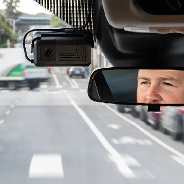 dashcam in the rearview mirror