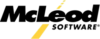 McLeod Software-Logo mit dem Firmennamen in Schwarz und einem gelben diagonalen Streifen als Akzent