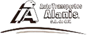 Logo de Auto Transportes Alanis S.A. de C.V. con una letra A estilizada y un águila en marrón.