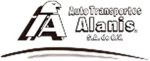 Logo de Auto Transportes Alanis S.A. de C.V. con una letra A estilizada y un águila en marrón.