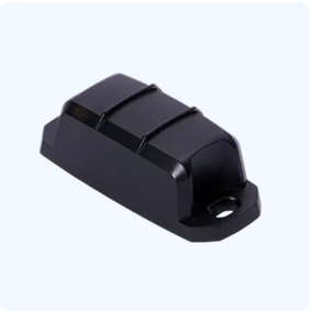 Small black plastic mounting bracket or fastener with three ridged sections and a circular attachment point.