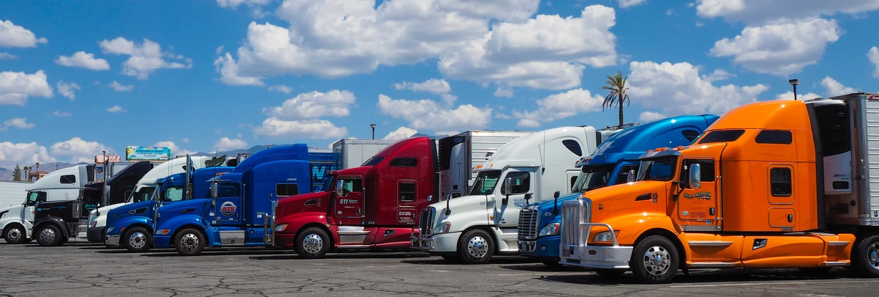 Fleet of trucks ready for inspection