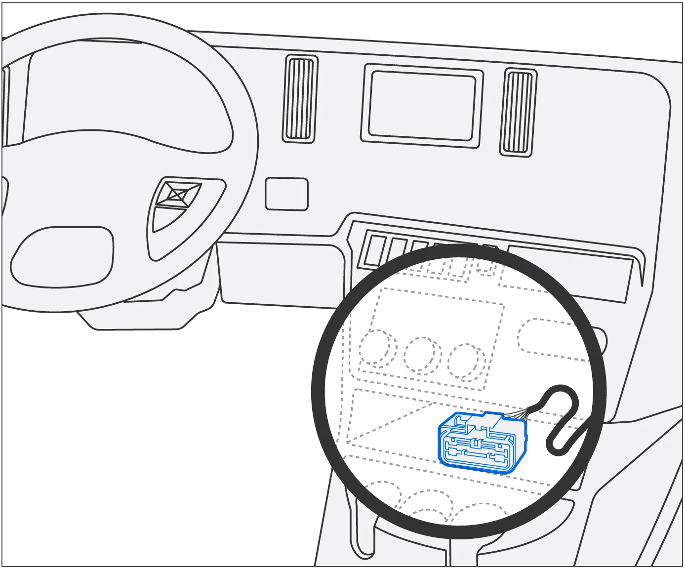 RP1226 connector OEM port location for International trucks