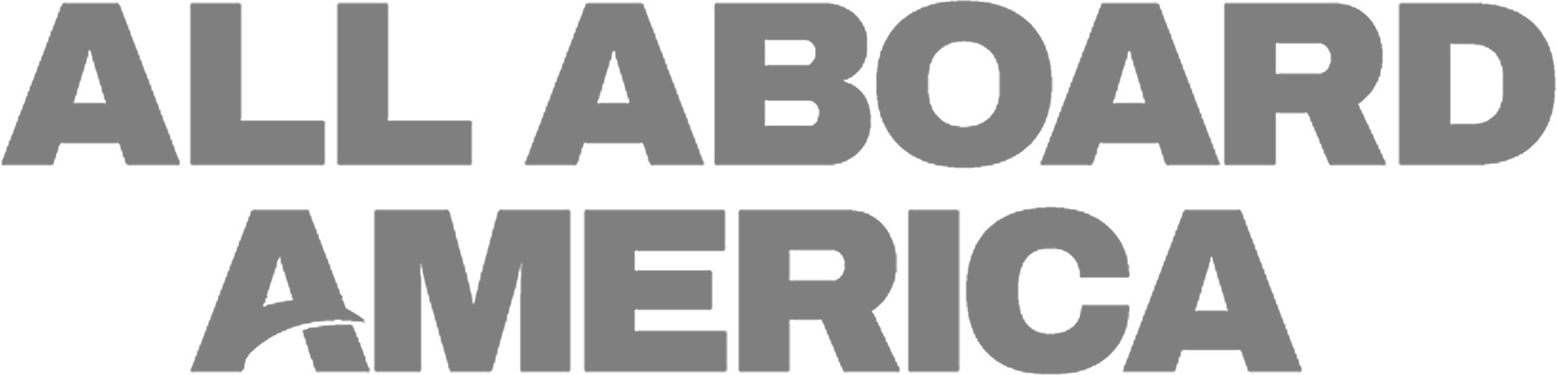 All Aboard America logo in bold gray text on a white background.