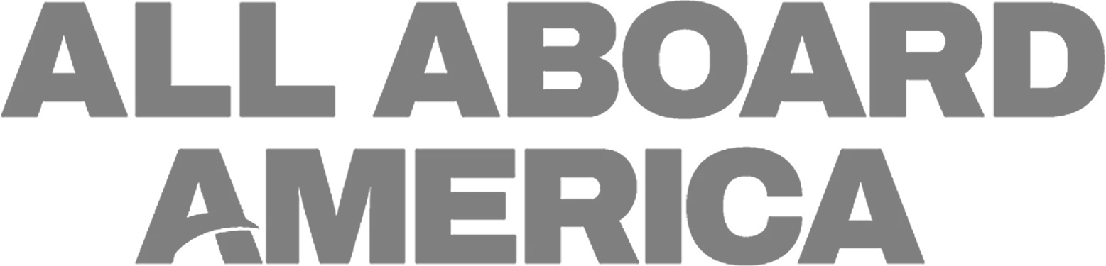 All Aboard America logo in bold gray text on a white background.