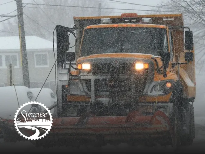 Truck pummels through treacherous conditions in the City of Syracuse.