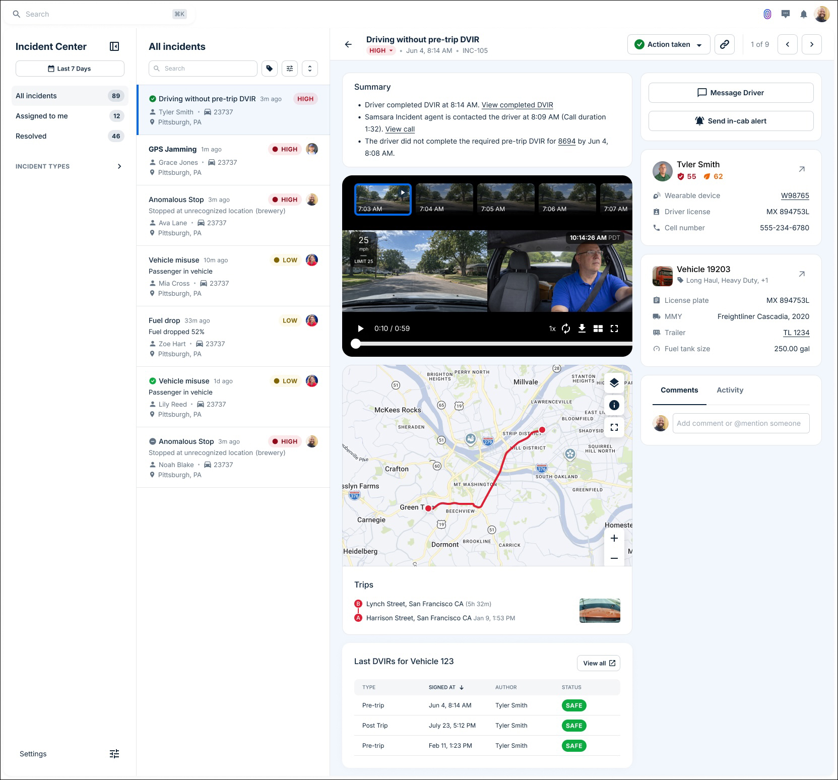 Incident Center dashboard view.