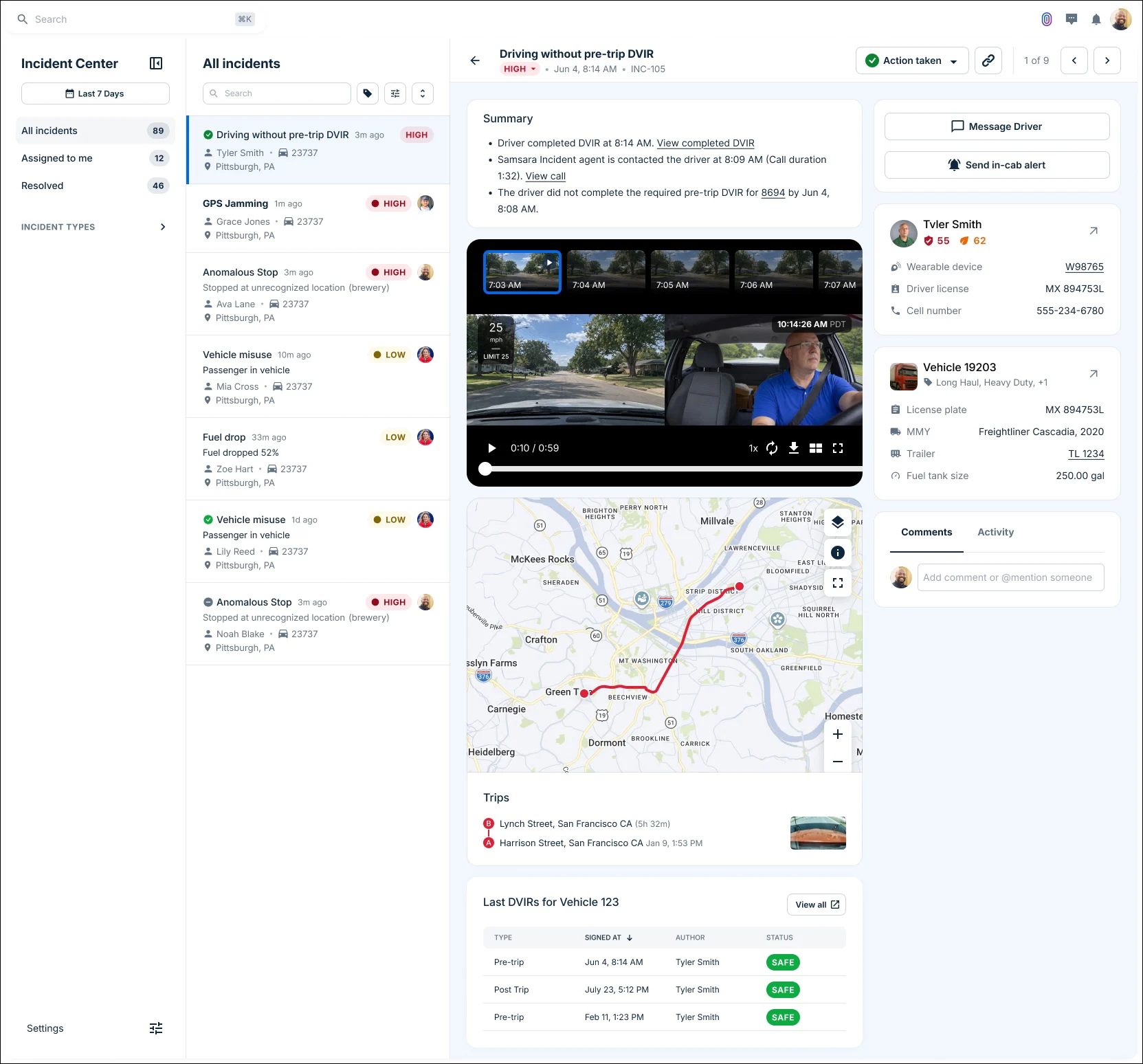 Incident Center dashboard view.
