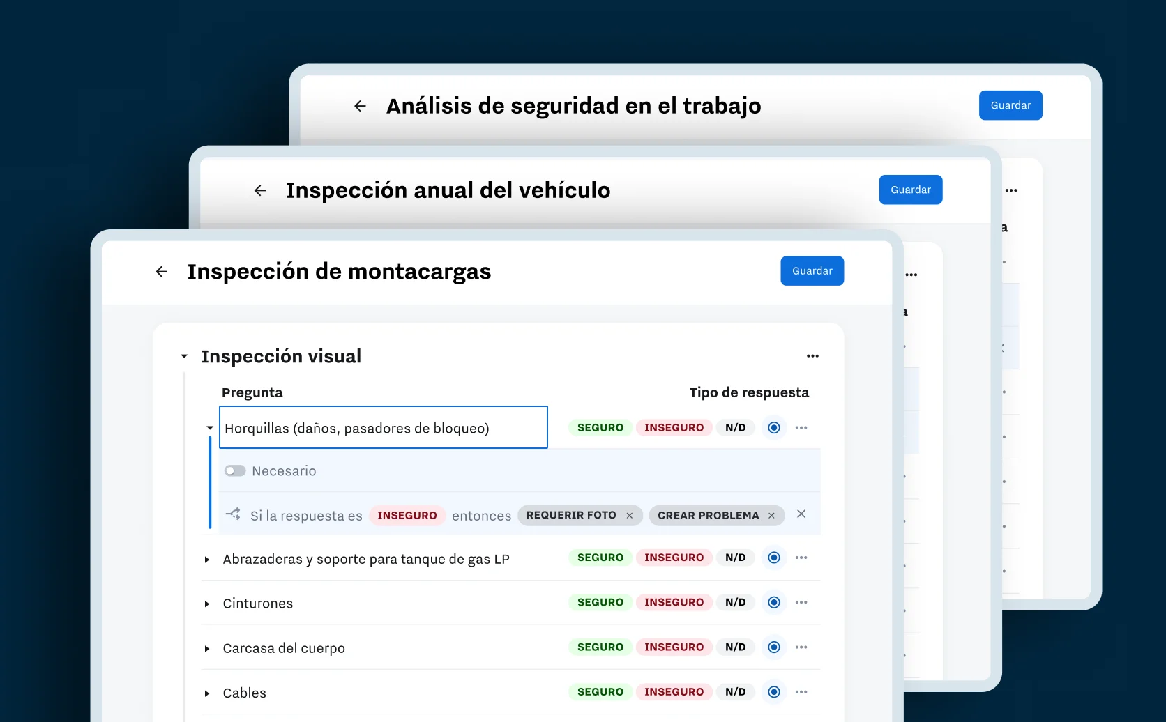 Crea fácilmente formularios digitales: inspecciones, listas de verificación, auditorías e informes para cualquier vehículo