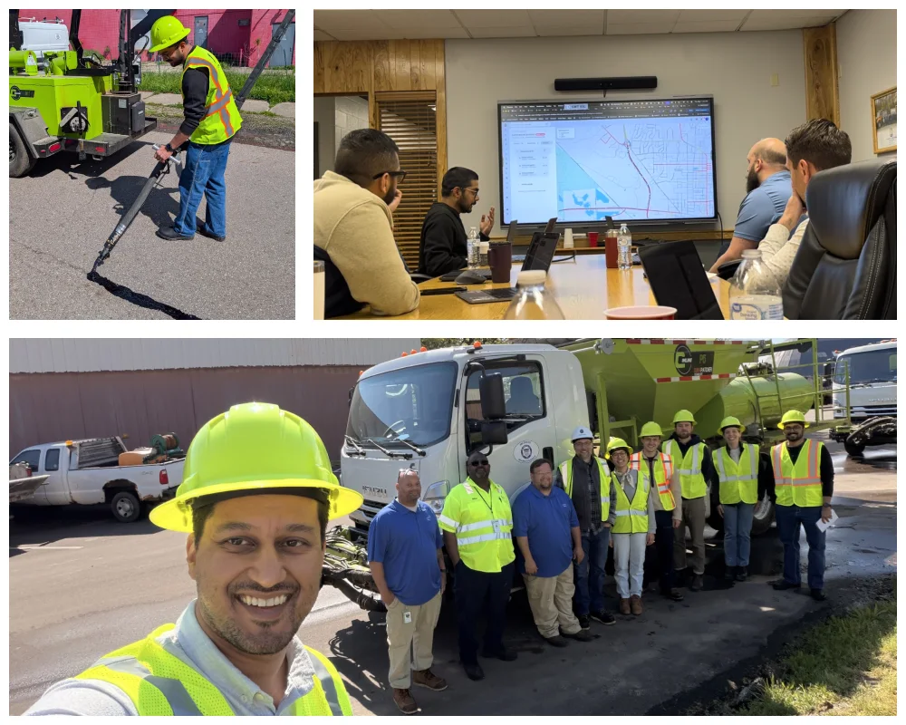 Samsara product design employees onsite with customer