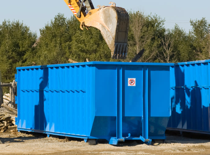 Construction trash bins blue