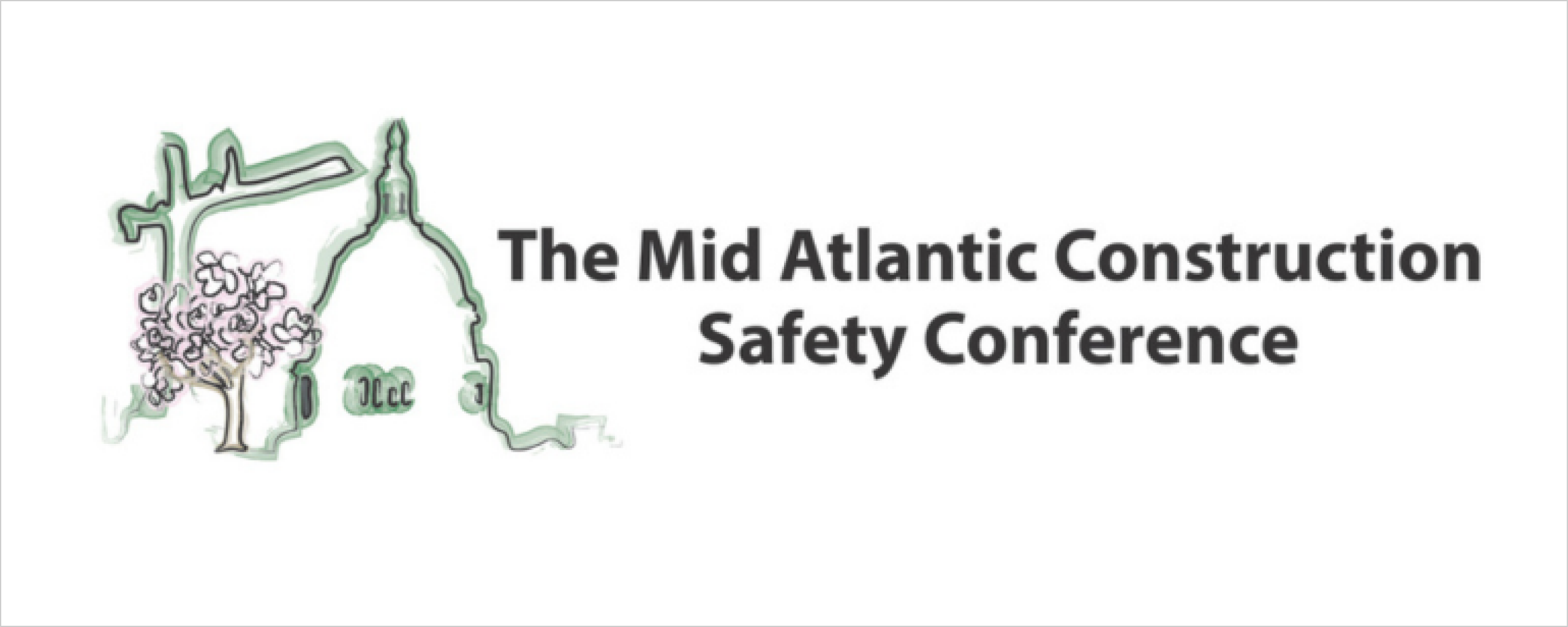 Logo for The Mid Atlantic Construction featuring a green outline of construction equipment and a tree.