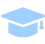 Light blue graduation cap or mortarboard icon, symbolizing education, graduation, or academic achievement.
