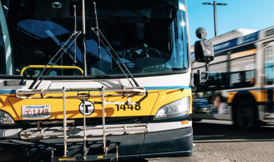Massachusetts Bay Transportation Agency Busses sitting in parking lot 