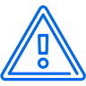 Blue outlined triangle warning icon with an exclamation mark, indicating caution or alert.