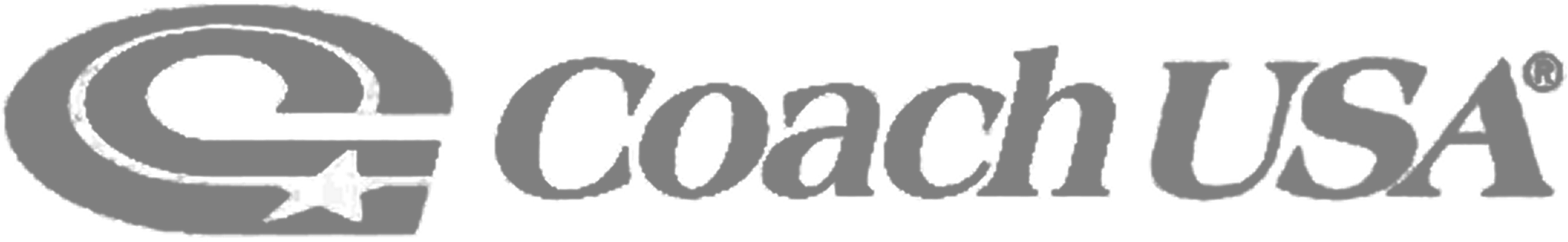 Coach USA logo in gray, featuring a stylized C with a star and the text Coach USA with a registered trademark symbol.