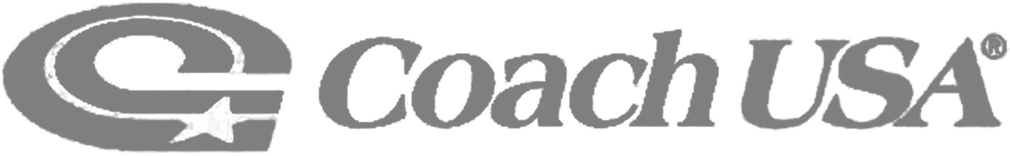 Coach USA logo in gray, featuring a stylized C with a star and the text Coach USA with a registered trademark symbol.