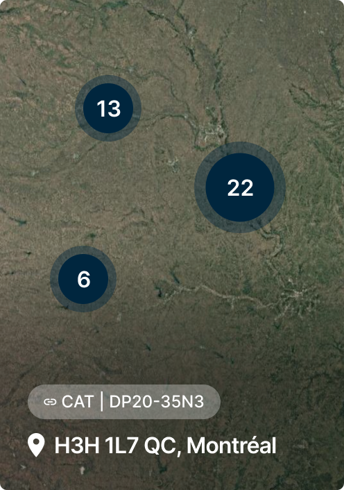 Vue aérienne de Richland Hills avec trois marqueurs numérotés (6, 13, 22) et une étiquette d’emplacement indiquant 6801 NE.