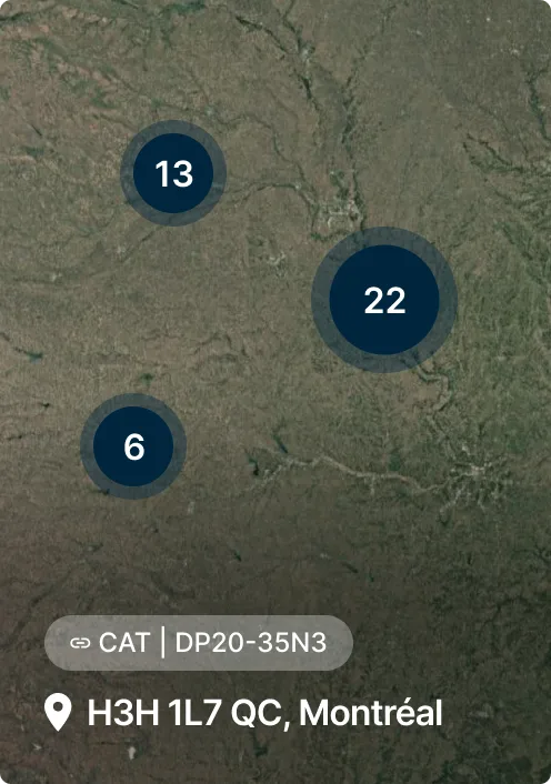 Vue aérienne de Richland Hills avec trois marqueurs numérotés (6, 13, 22) et une étiquette d’emplacement indiquant 6801 NE.