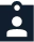 Dark blue square icon showing a white silhouette of a person with a circular element above representing a profile picture.