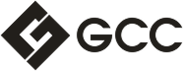 Logo de GCC con un símbolo geométrico azul y rojo a la izquierda y las letras "GCC" en azul a la derecha.