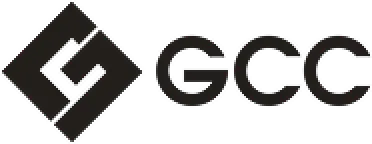 Logo de GCC con un símbolo geométrico azul y rojo a la izquierda y las letras "GCC" en azul a la derecha.