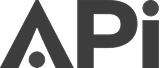 Dark gray API logo with stylized letter A featuring a dot, letter P, and lowercase letter i.
