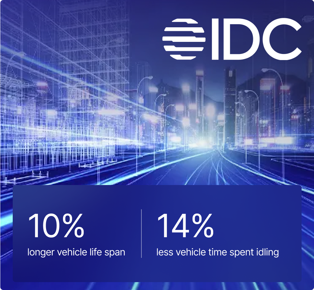 idc graphic showing 10% longer vehicle life span and 14% less vehicle time spent idling