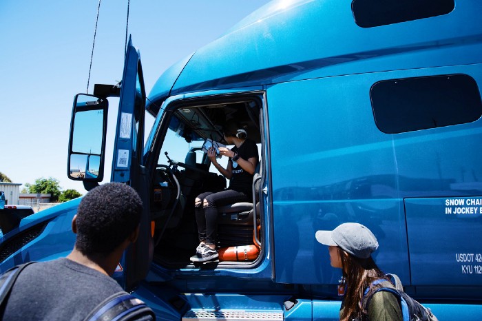 Sitting inside a customer’s truck cab!