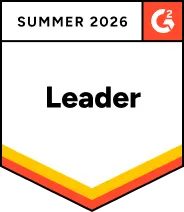 G2 Summer 2026 Leader badge in white with red and yellow accents.