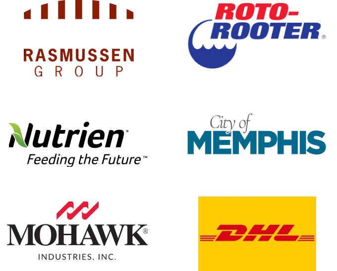 The Rasmussen Group, Roto-Rooter, Nutrien AG, City of Memphis, Mohawk, DHL