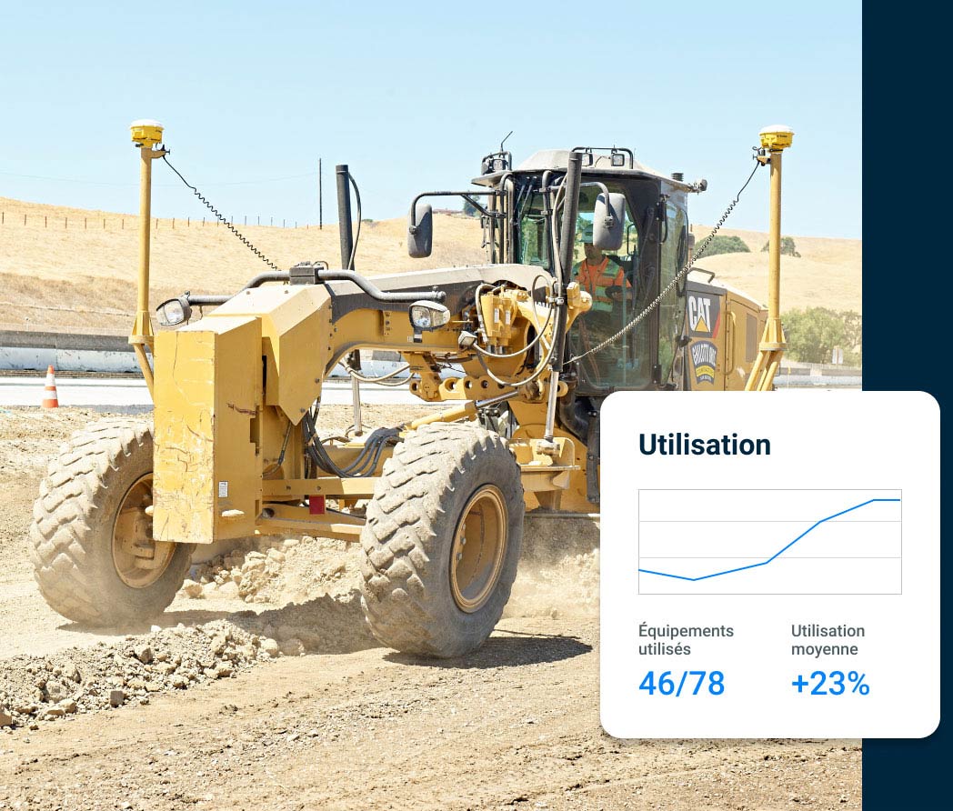 Asset utilization chart with construction vehicle