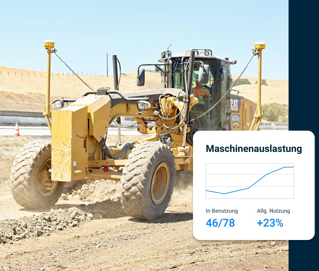 Asset utilization chart with construction vehicle