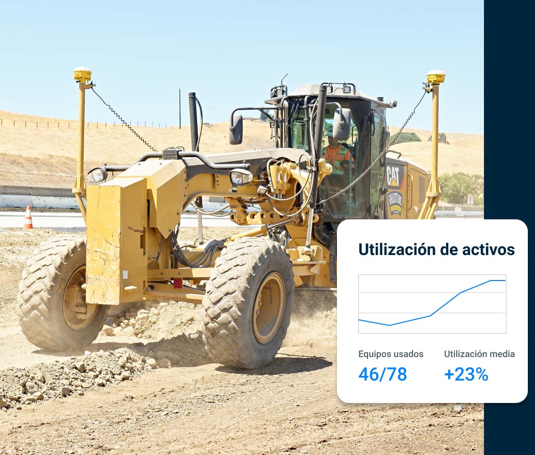 Asset utilization chart with construction vehicle
