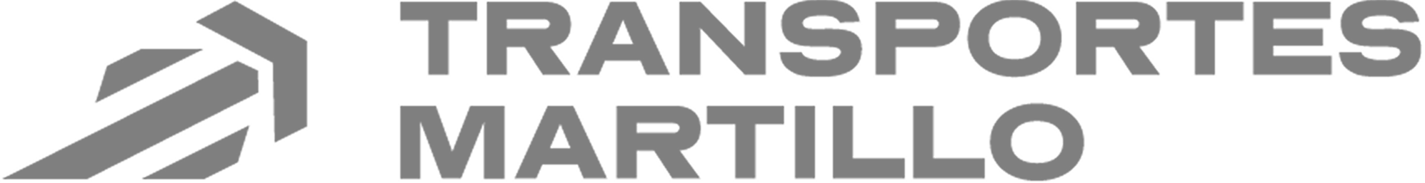 Transportes Martillo logo with gray geometric arrow icon and bold gray text on white background.