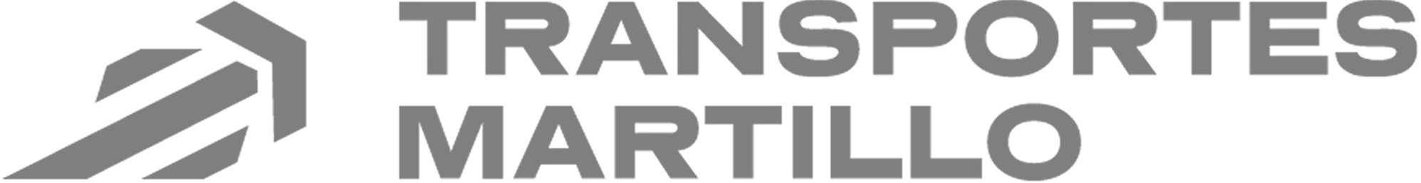 Transportes Martillo logo with gray geometric arrow icon and bold gray text on white background.