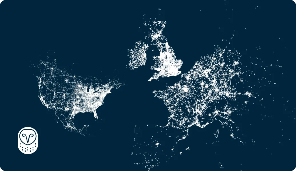 Datapunten van Samsara verspreid over de kaart