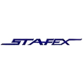 Logo de STAFEX en bleu foncé avec un design stylisé et dynamique.