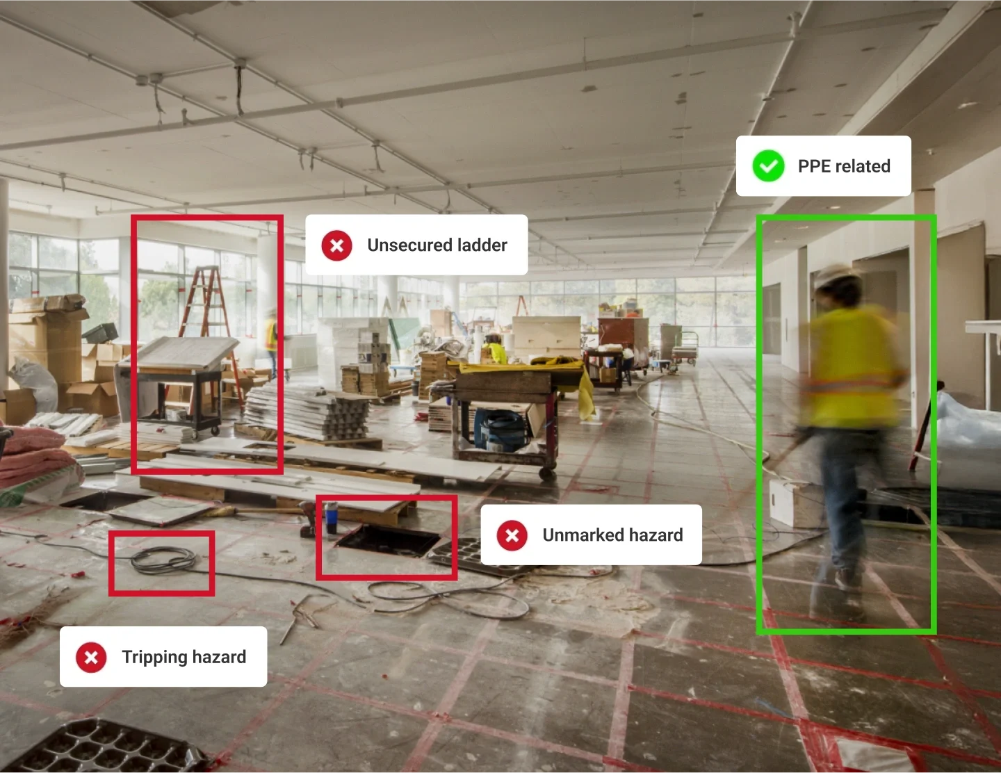 Samsara AI intelligence at construction site calling out alerts and positive reinforcements