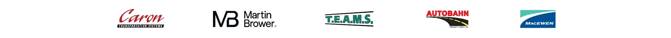Logos de cinq entreprises partenaires: Caron, Martin Brower, T.E.A.M.S., Autobahn et MacEwen.