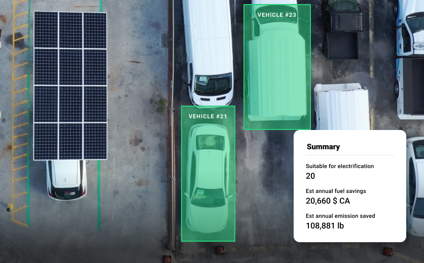 Capture d'écran Samsara de véhicules adaptés au remplacement des véhicules électriques