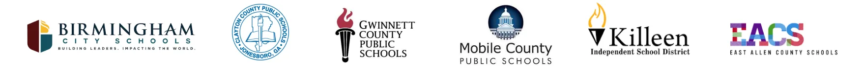Birmingham City Schools logo, Clayton County Public Schools logo, Gwinnett County Public Schools logo