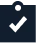 Dark blue square icon with a white checkmark symbol, representing task completion or confirmation.