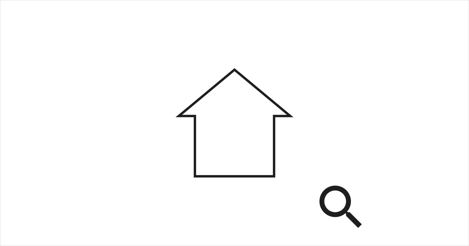 Animated Magnifying Glass Hovering Over an Outline of a House with Green Dollar Signs Appearing Inside