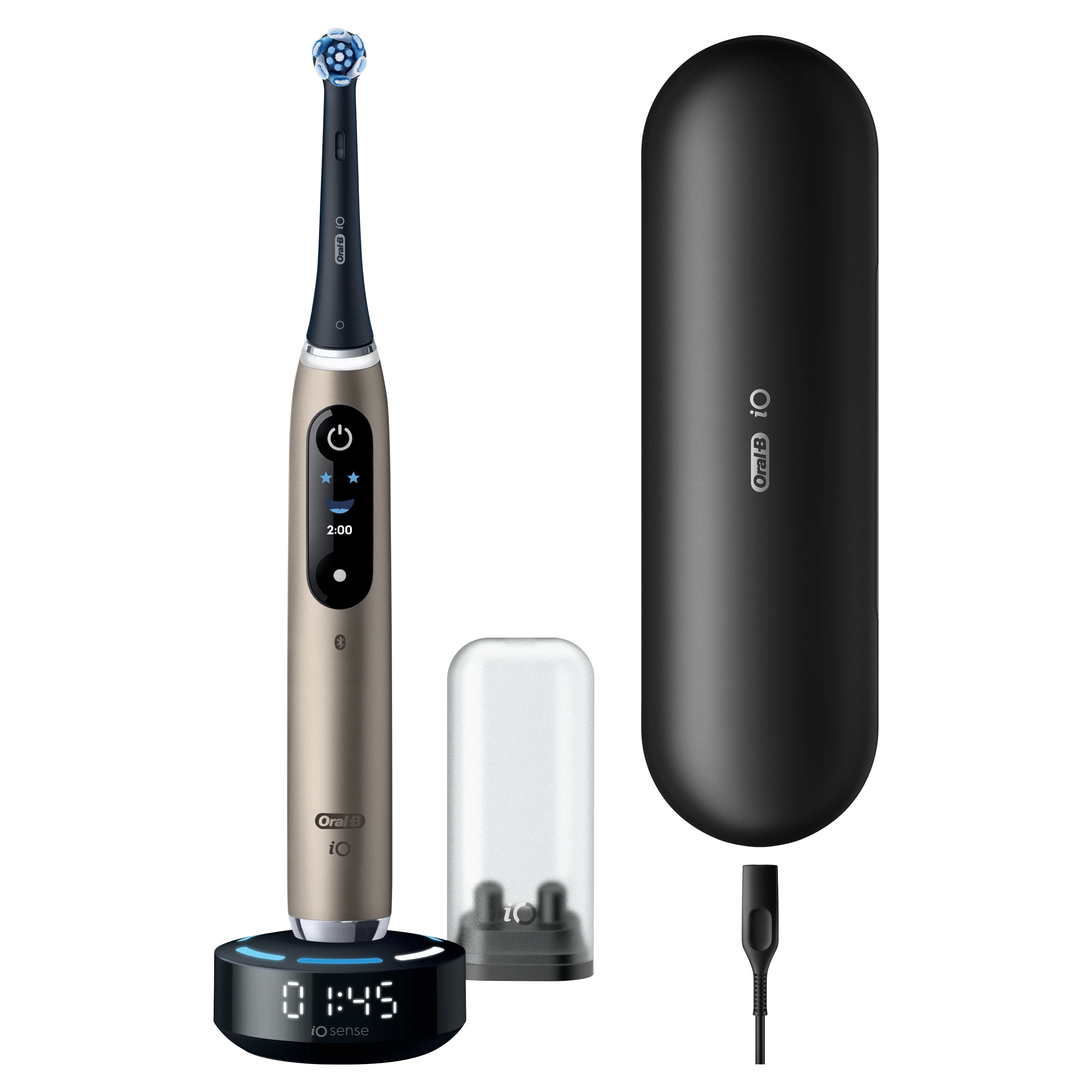 Oral-B iO10 Elektrisk Tannbørste, 1 børstehode, Reiseetui med lade - gold black - 0