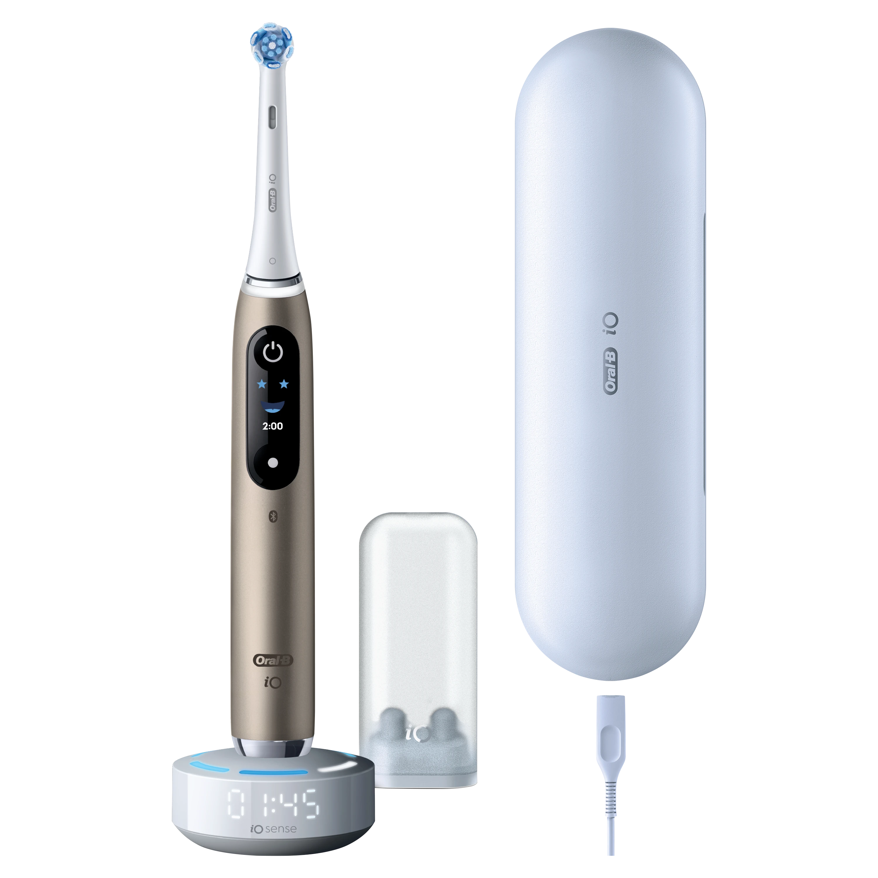 Oral-B iO10 Elektrisk Tannbørste, 1 børstehode, Reiseetui med lade - gold white - 0