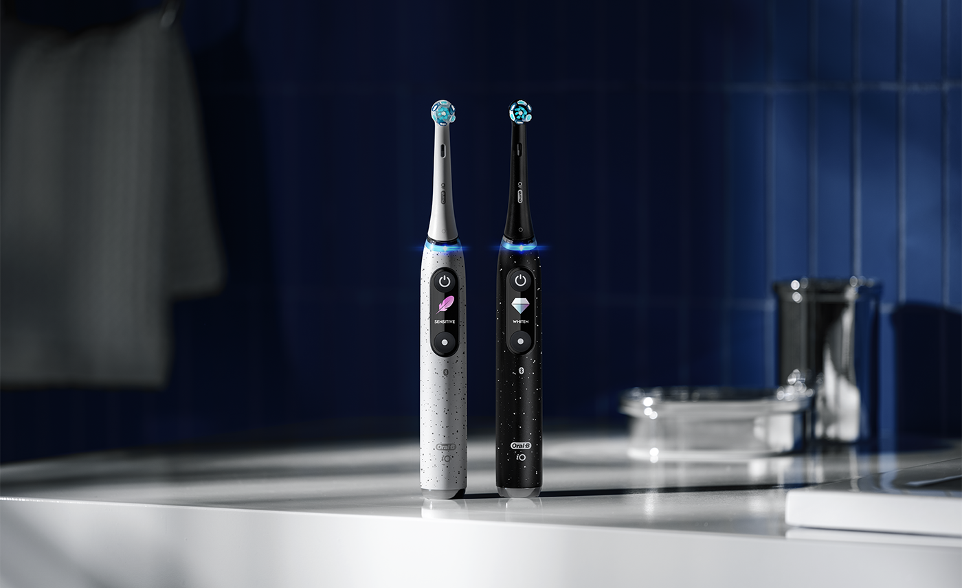Oral-B iO Series available colours display (Rose Quartz, Black and White) undefined