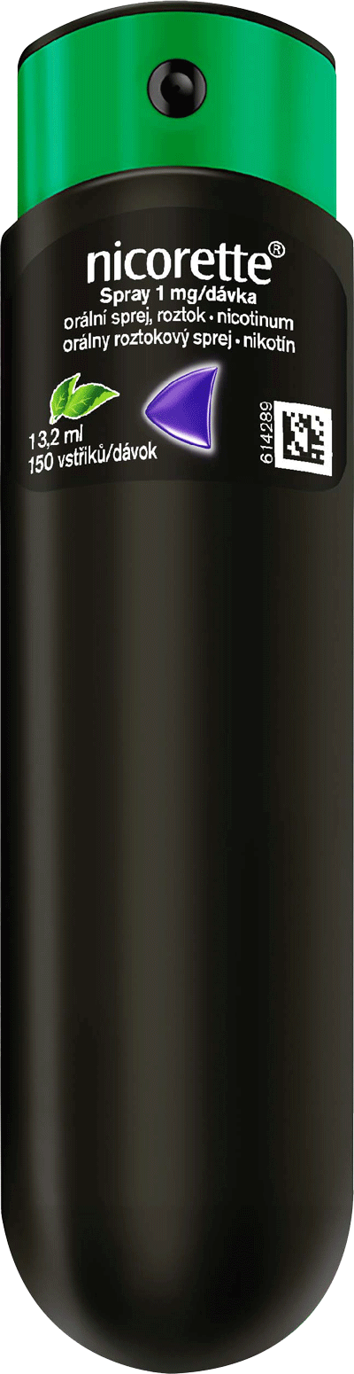 Nicorette® Spray s príchuťou lesného ovocia 1 mg/dávka, orálna aerodisperzia, roztok