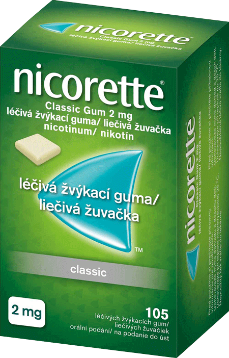 Nicorette® Classic Gum 2 mg liečivé žuvačky, 105 žuvačiek